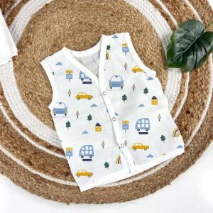 Muslin Cotton Jhabla for Babies | Sleeveless 100% Cotton