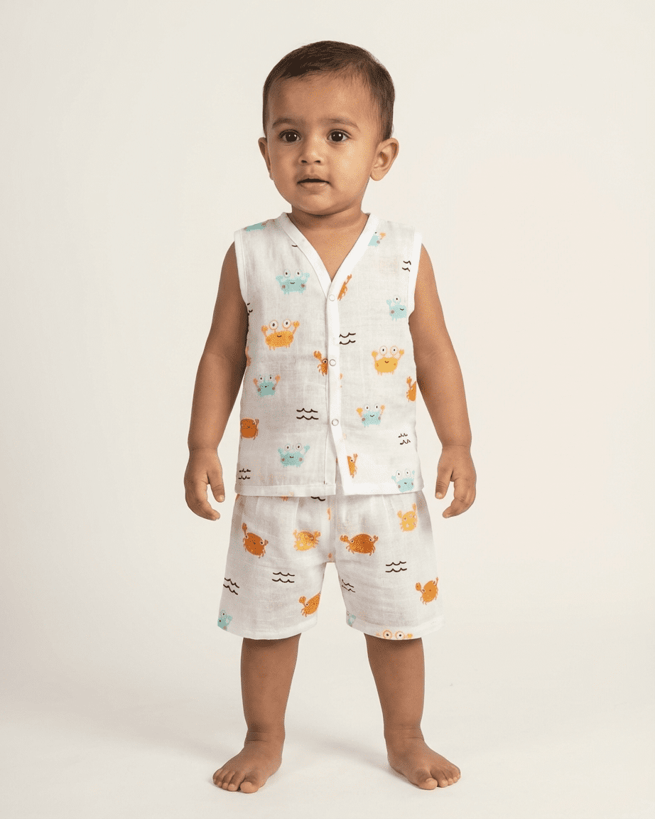 Premium Muslin Co-Ord Set | Breathable Jabla & Shorts - Pack of 4 (Assorted) - Image 2
