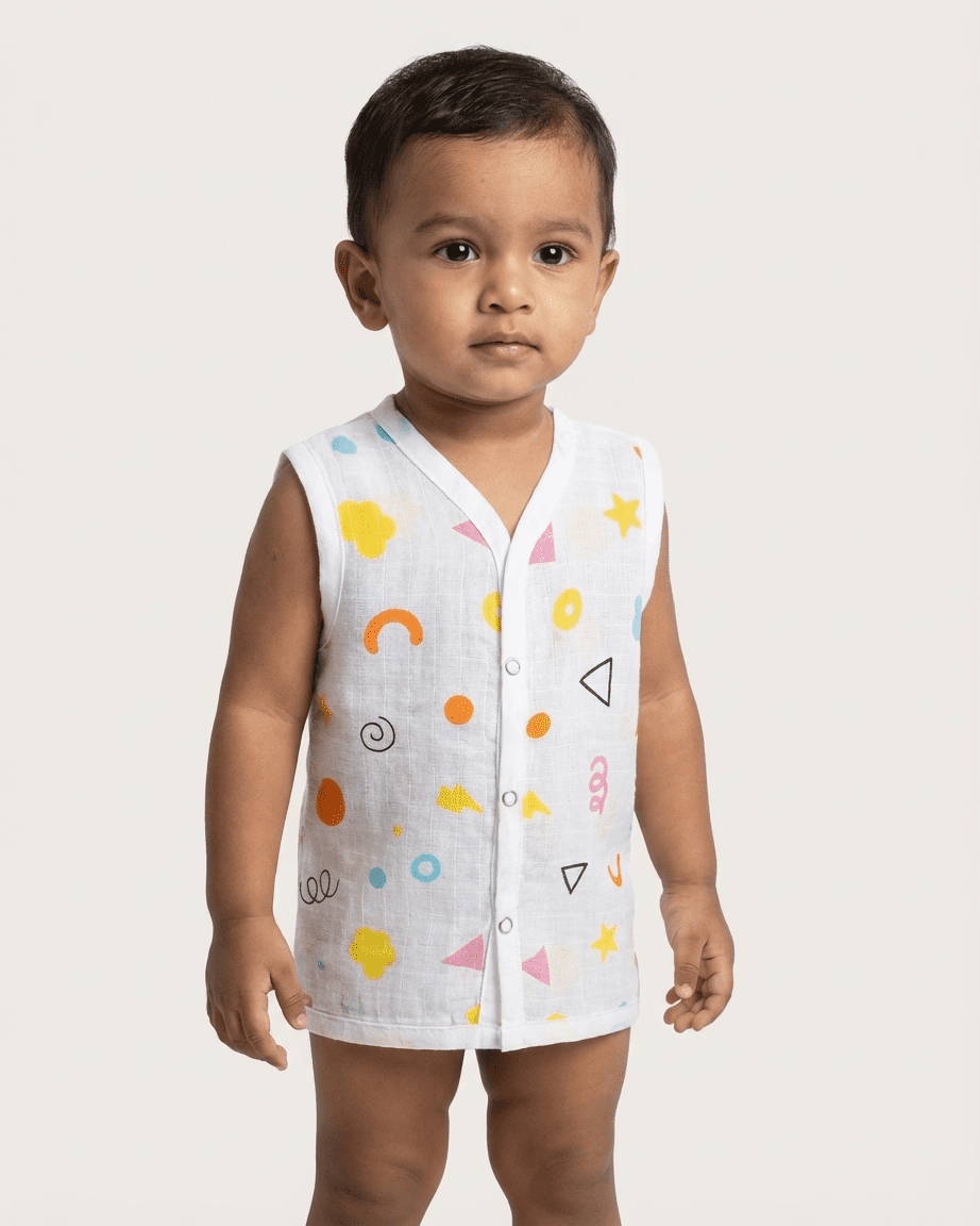 Muslin Cotton Baby Jhabla / Jabla - 100% Cotton, Pack of 4 - Image 2