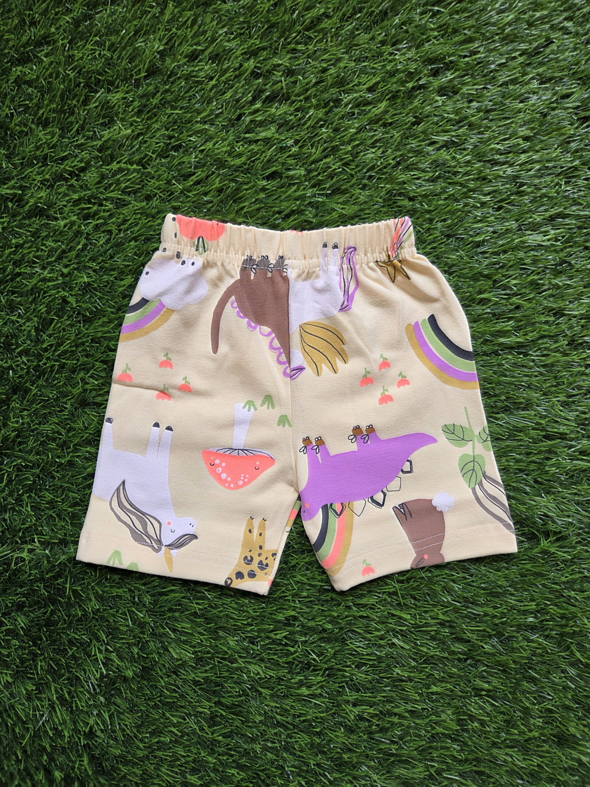 Kids Cotton Shorts Set for Boys & Girls – Yellow, Regular Fit, Daily Summer Wear - Image 3