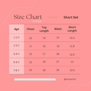 Kids cotton coords size chart