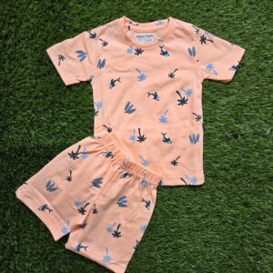 Kids Cotton Shorts Set for Boys & Girls – Orange, Regular Fit, Daily Summer Wear