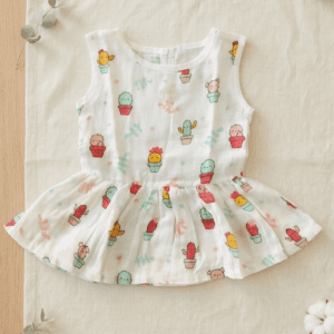 Muslin Button Frock for Baby | Soft Breathable 100% Cotton Muslin Dress | Newborn & Infant Summer Wear | Assorted Prints