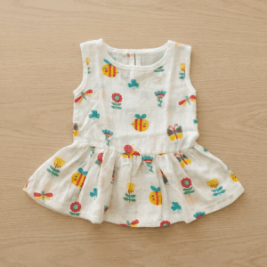 Muslin Back Button Frock for Baby | Soft Breathable 100% Cotton Muslin Dress | Newborn & Infant Summer Wear | Assorted Prints