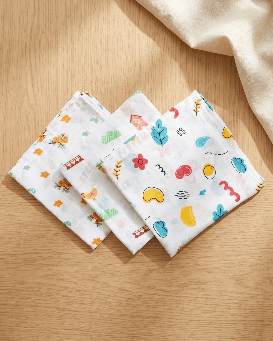 Premium Muslin Swaddle Wrap for Newborns – Pack of 3 | Soft Cotton Swaddle Blankets (100*100 cm) - Image 3