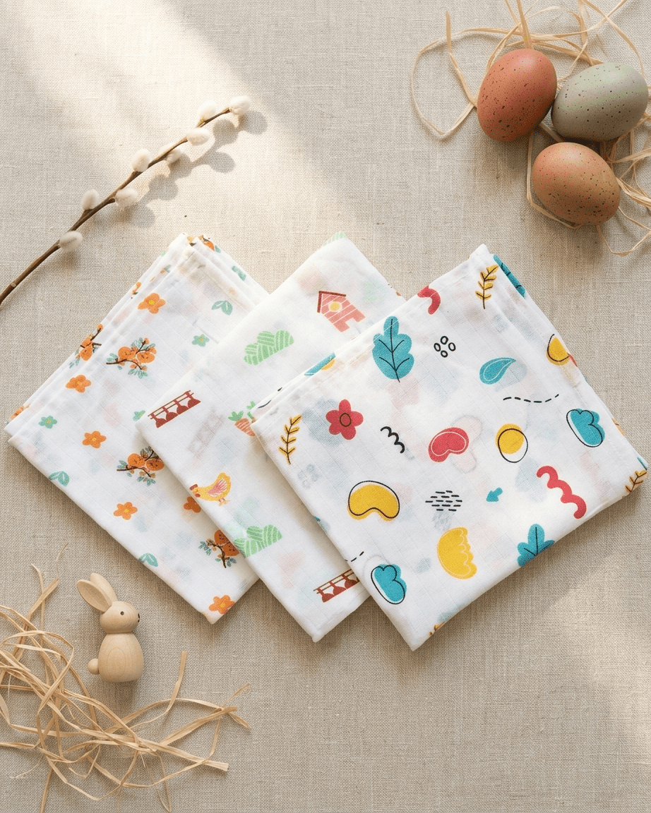 Premium Muslin Swaddle Wrap for Newborns – Pack of 3 | Soft Cotton Swaddle Blankets