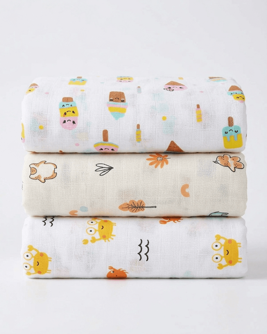 Newborn baby wrapped in premium muslin swaddle wrap