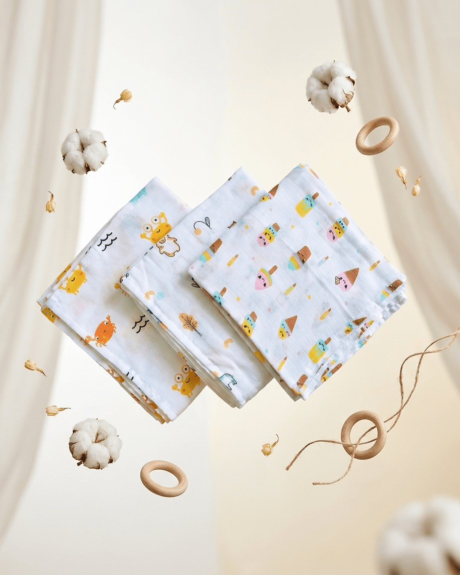 Close up of breathable premium muslin swaddle fabric