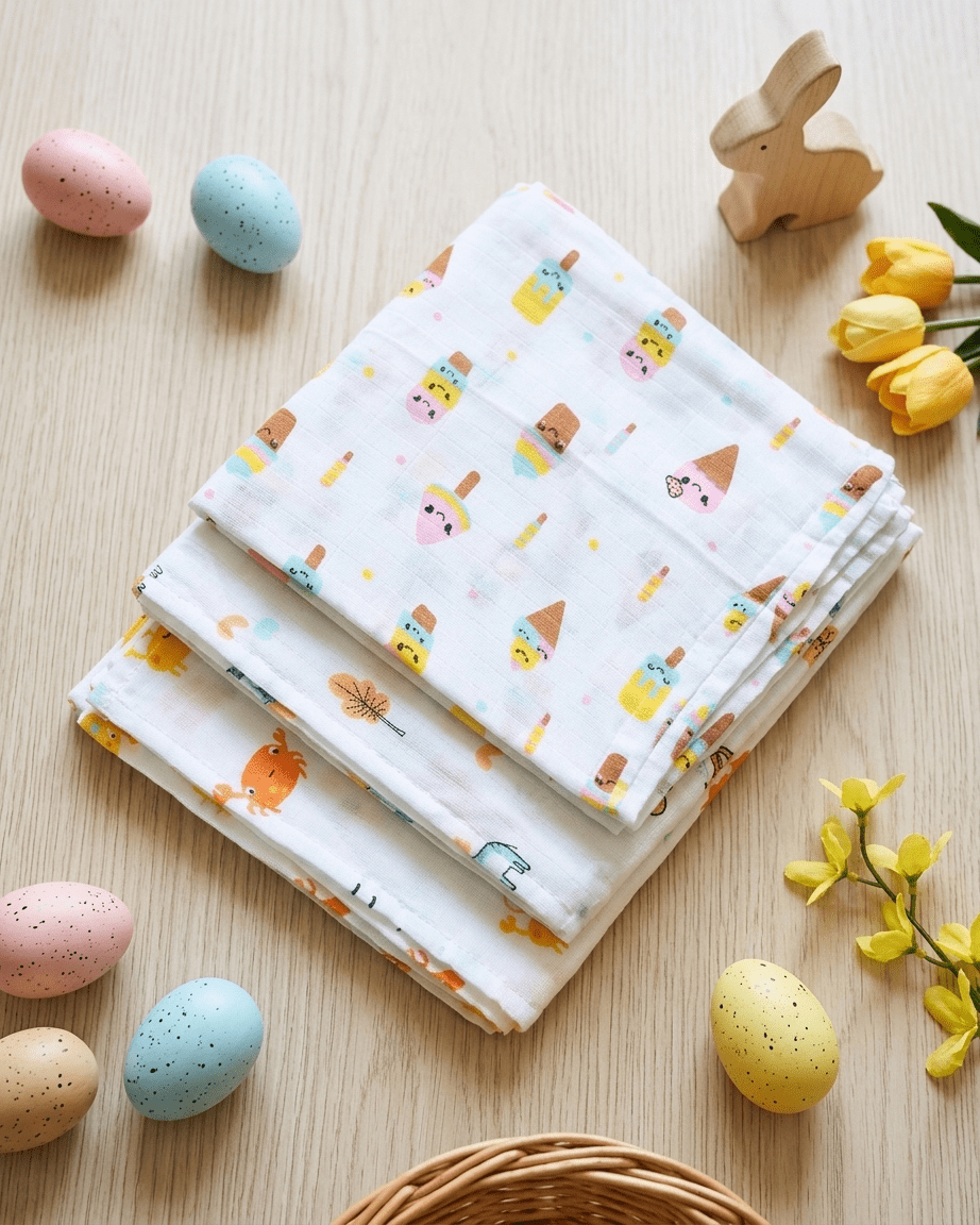 Assorted print cotton muslin swaddle blanket for newborns