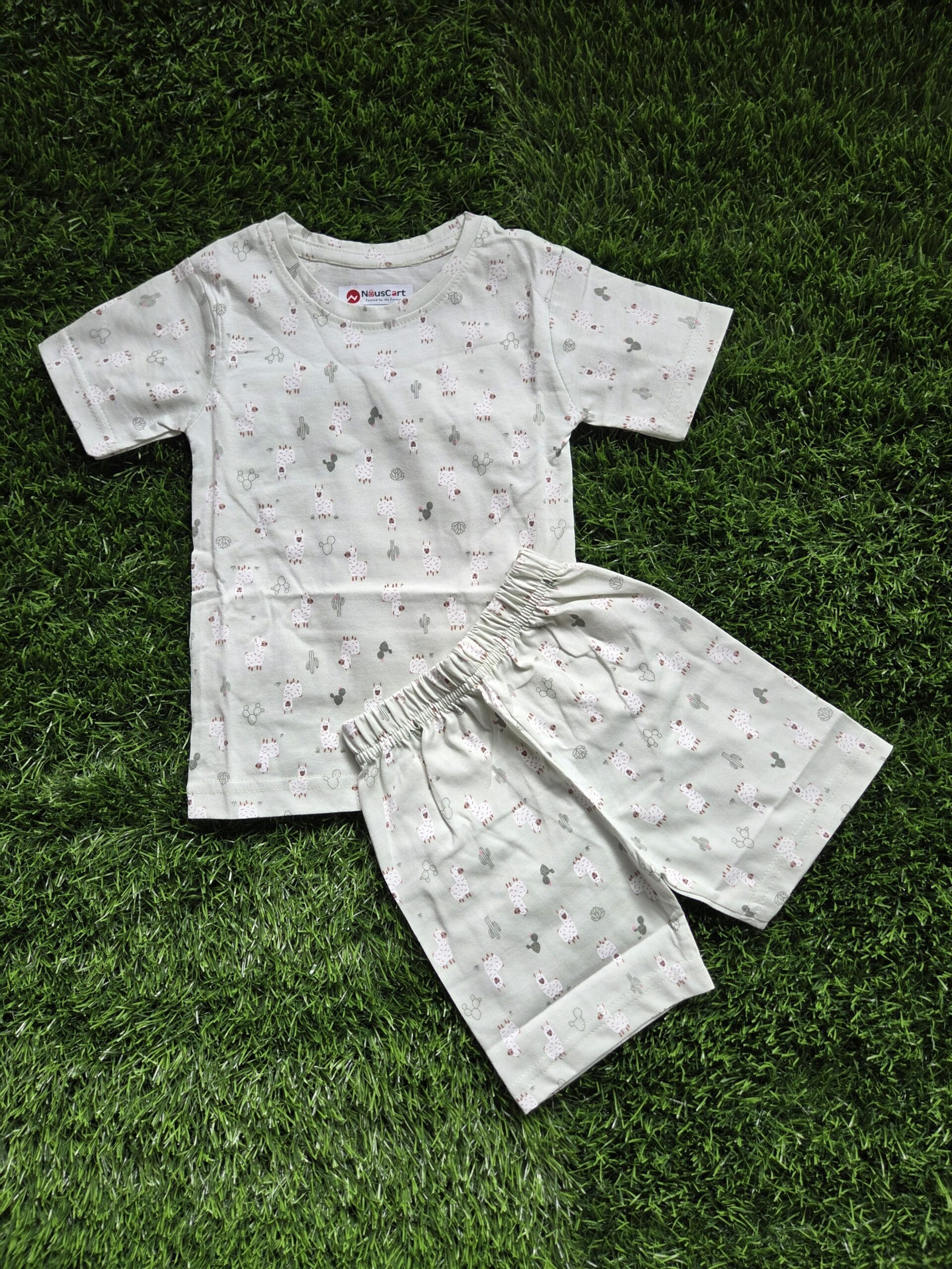 Kids Cotton Shorts Set for Boys & Girls – Green, Regular Fit, Kids Summer Wear - Image 5
