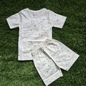 Kids Cotton Shorts Set for Boys & Girls – Green, Regular Fit, Kids Summer Wear