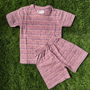 Kids Cotton Shorts Set for Boys & Girls – Lavender, Regular Fit, Kids Summer Wear