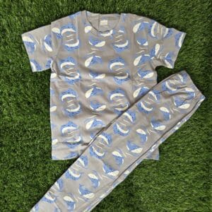 Premium Kids 100% Cotton Pant Co-Ord Set – Cute Dolphin Half Sleeve Top & Track Pant Two-Piece Loungewear
