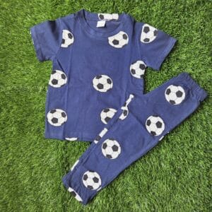 Premium Kids 100% Cotton Pant Co-Ord Set – Football Half Sleeve Top & Track Pant Two-Piece Loungewear