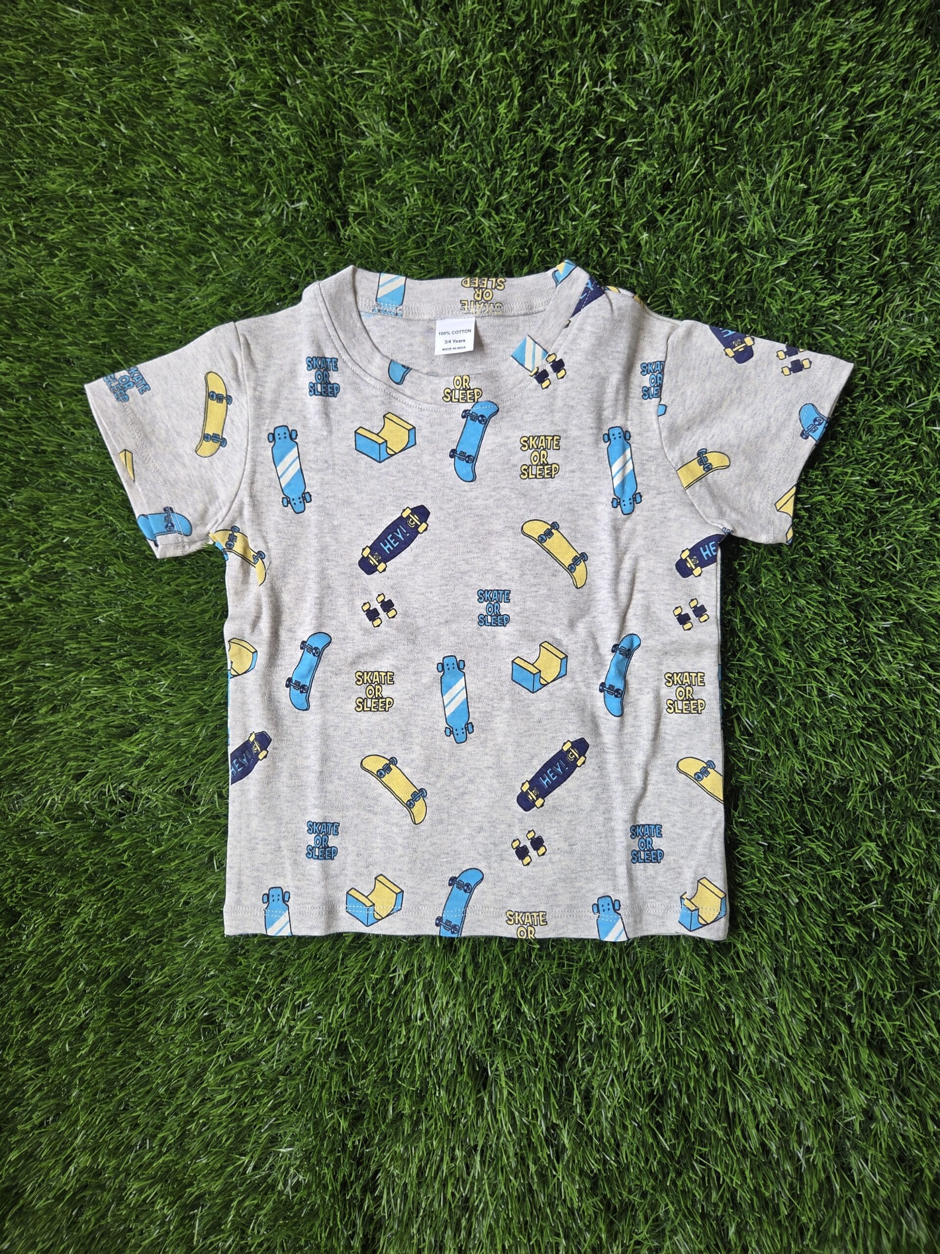 Premium Kids 100% Cotton Pant Co-Ord Set – Cute Skate Board Print Half Sleeve Top & Track Pant Two-Piece Loungewear - Image 2