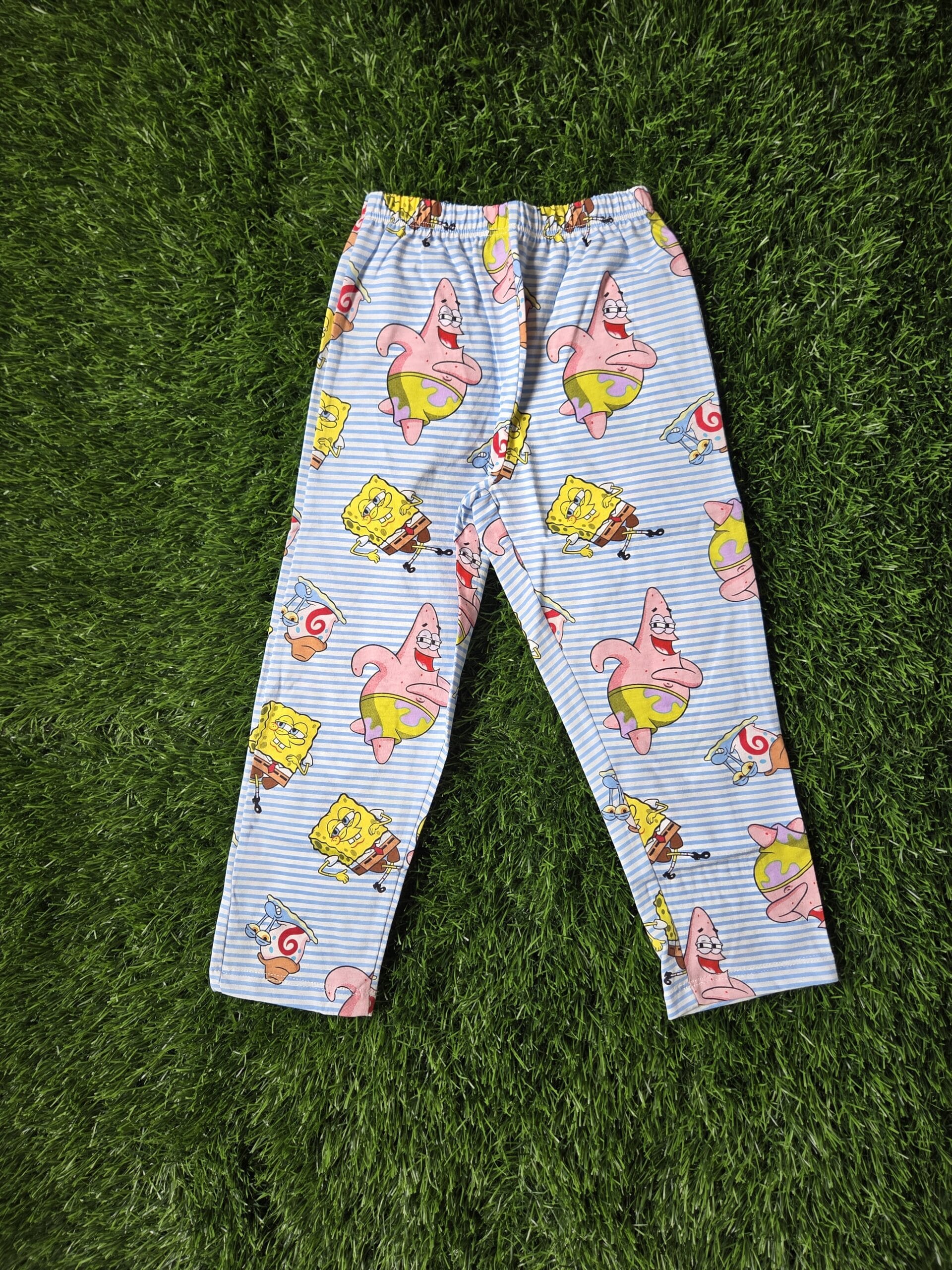 Premium Kids 100% Cotton Pant Co-Ord Set – Cute SpongeBob Print Half Sleeve Top & Track Pant Two-Piece Loungewear - Image 3