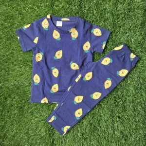 Premium Kids 100% Cotton Pant Co-Ord Set – Cute Mango Print Half Sleeve Top & Track Pant Two-Piece Loungewear