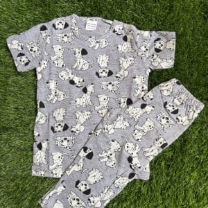 Premium Kids 100% Cotton Pant Co-Ord Set – Cute Puppy Print Half Sleeve Top & Track Pant Two-Piece Loungewear